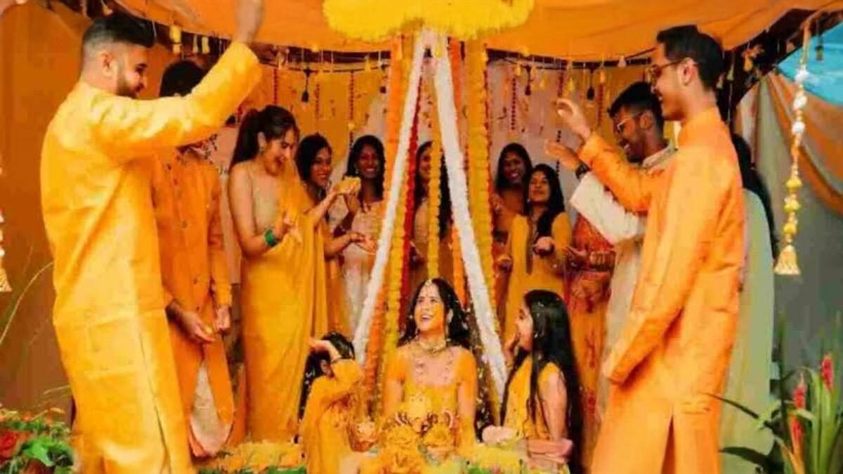 Applying Turmeric to the Bride And Groom